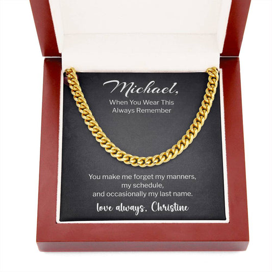 Personalized Message Card – Cuban Chain – Luxury Box – Forget My Manners