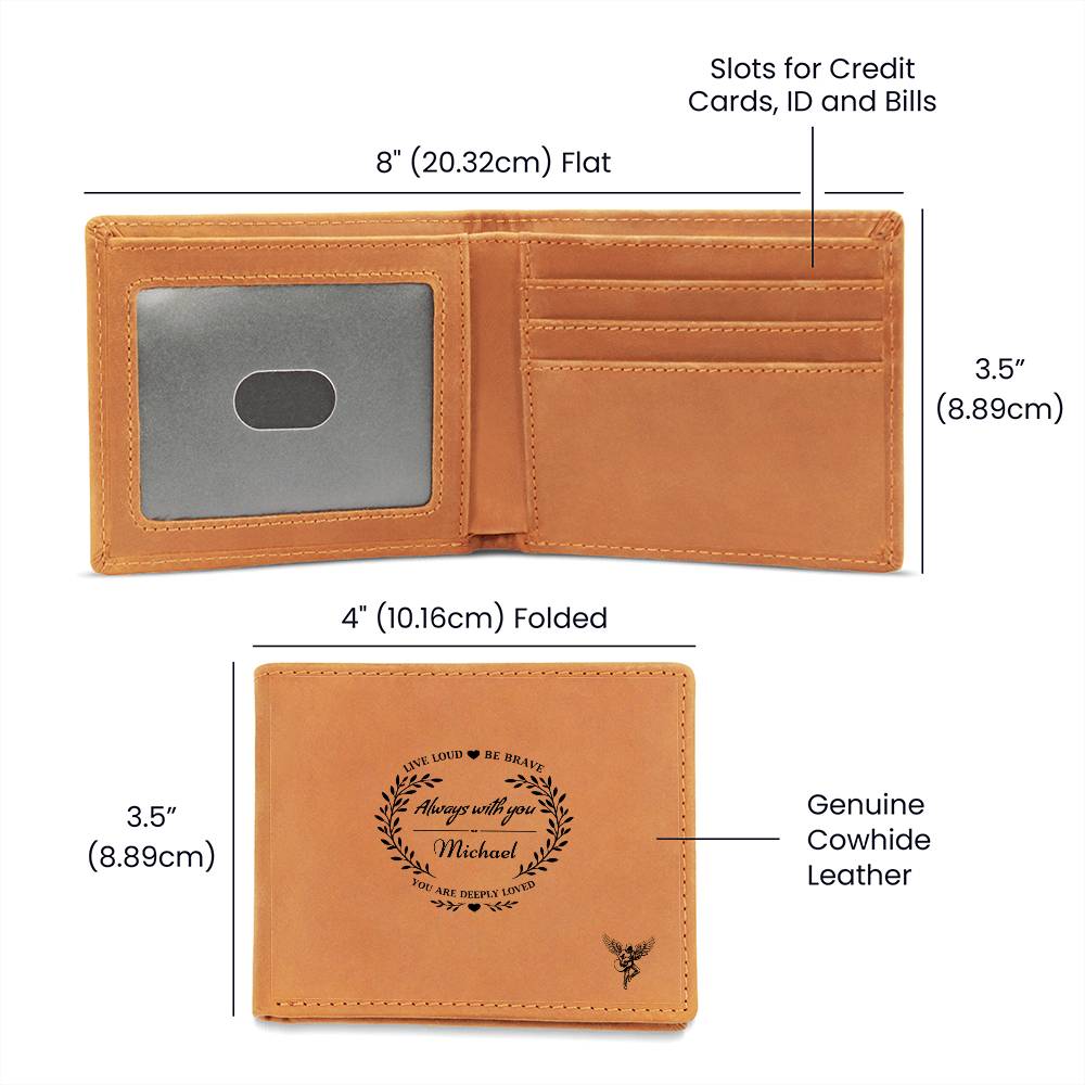 To My Son Wallet – Live Loud, Be Brave Personalized Leather Wallet