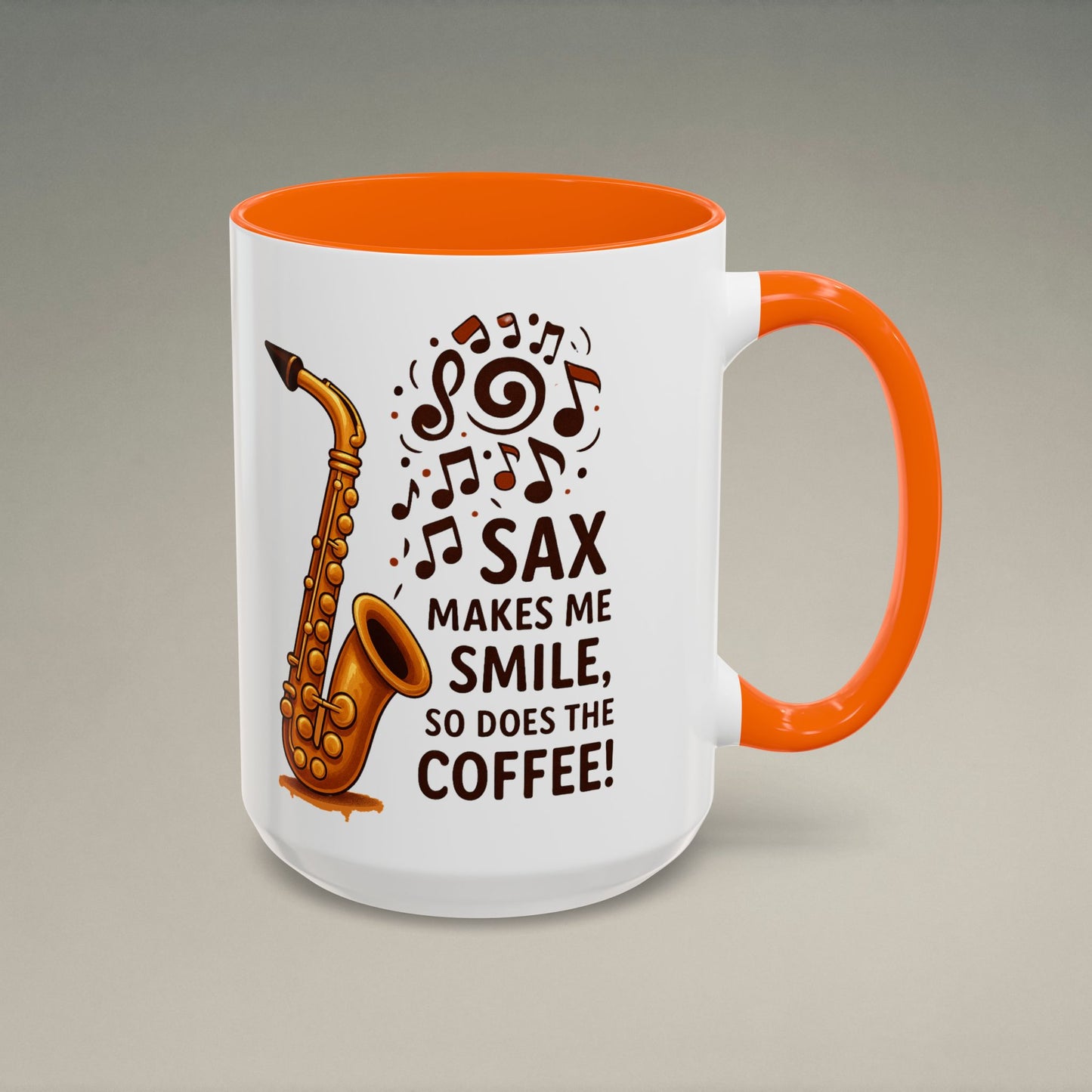 Sax Makes Me Smile, So Does The Coffee ā Funny Saxophone Mug for Jazz Lovers & Musicians