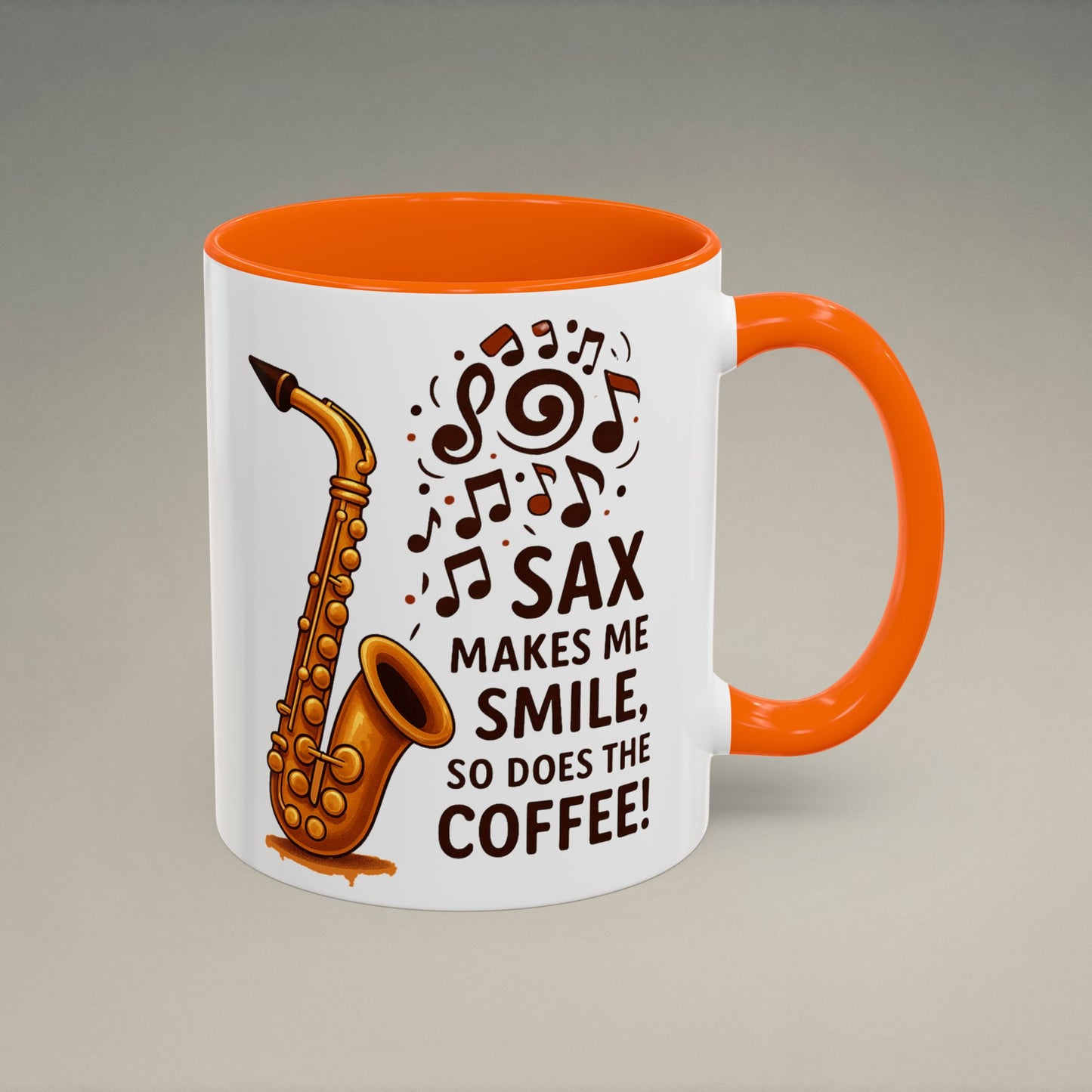 Sax Makes Me Smile, So Does The Coffee ā Funny Saxophone Mug for Jazz Lovers & Musicians