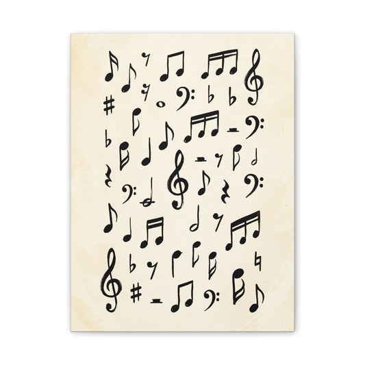 Music Notes Canvas Print — Vintage Sheet Music Wall Art (Stretched 0.75")