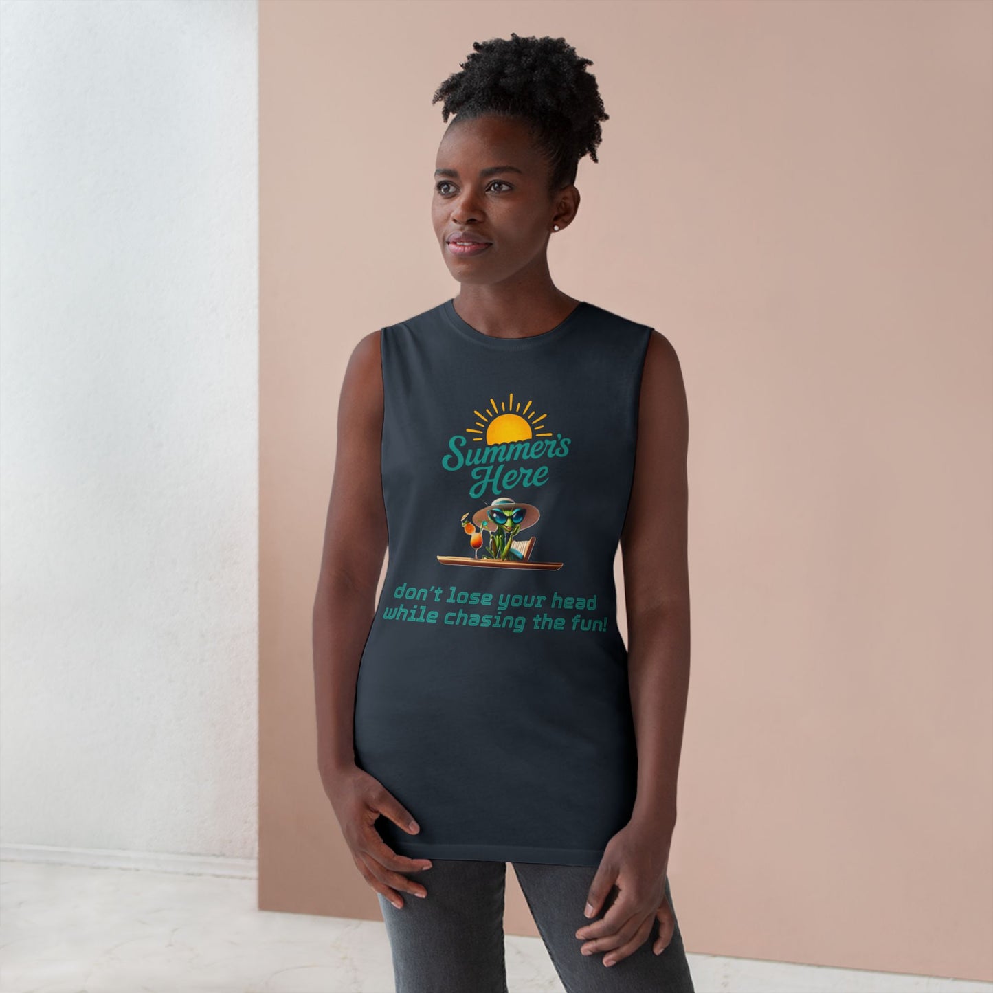 Funny Summer Praying Mantis Unisex Tank Top | AS Colour Barnard | Quirky Summer Vibes Shirt