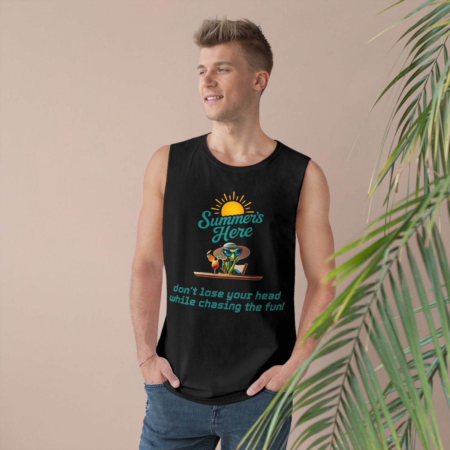 Funny Summer Praying Mantis Unisex Tank Top | AS Colour Barnard | Quirky Summer Vibes Shirt