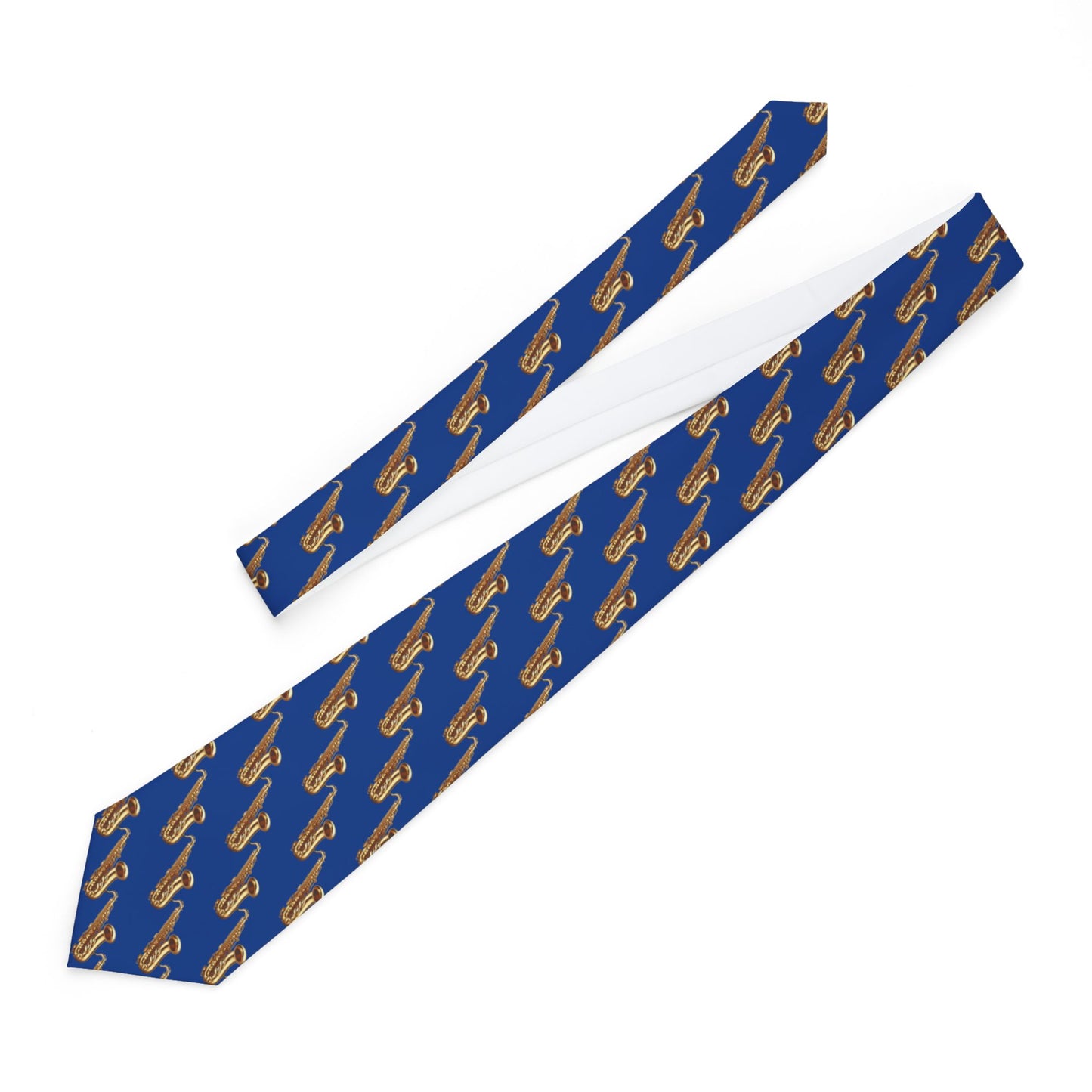 š· Saxophone Pattern Necktie ā Blue Jazz Edition