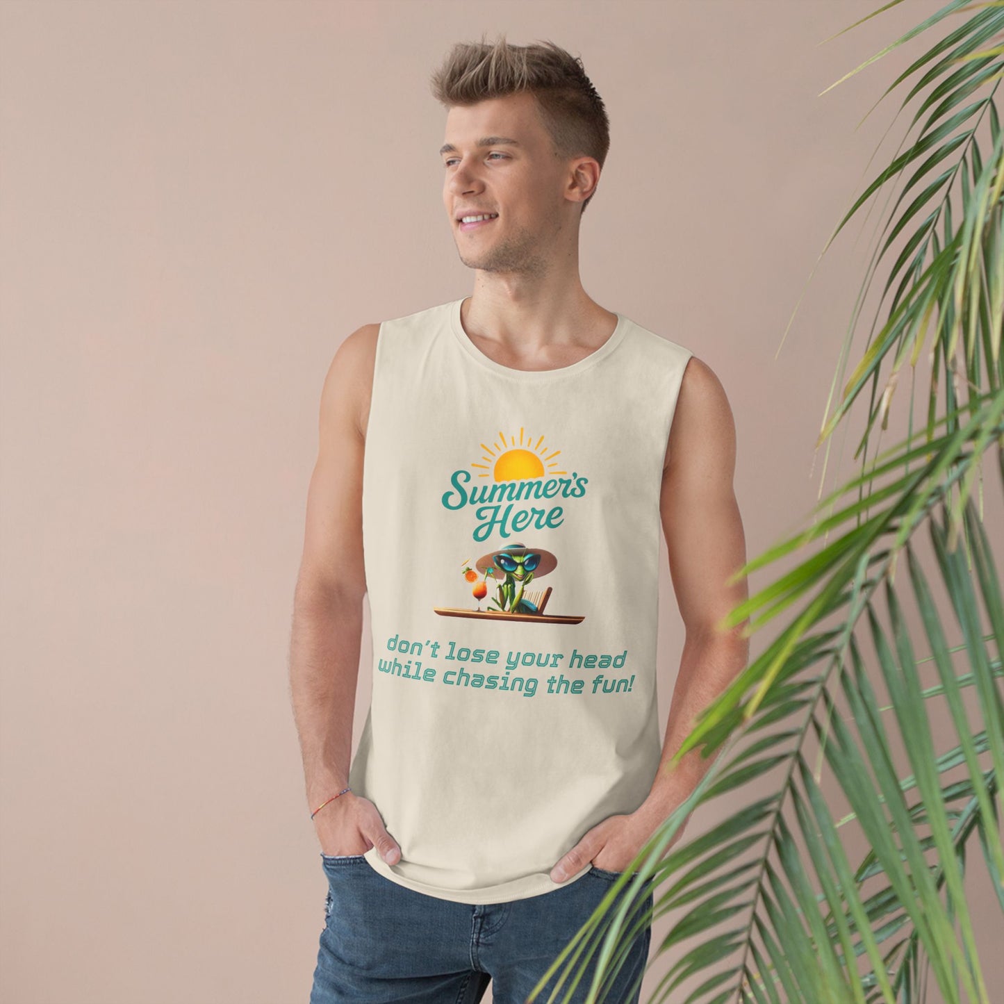 Funny Summer Praying Mantis Unisex Tank Top | AS Colour Barnard | Quirky Summer Vibes Shirt