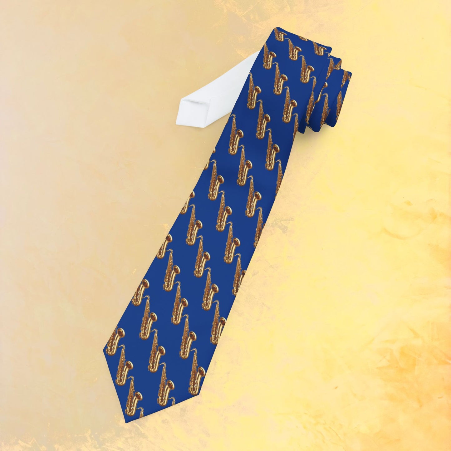 š· Saxophone Pattern Necktie ā Blue Jazz Edition
