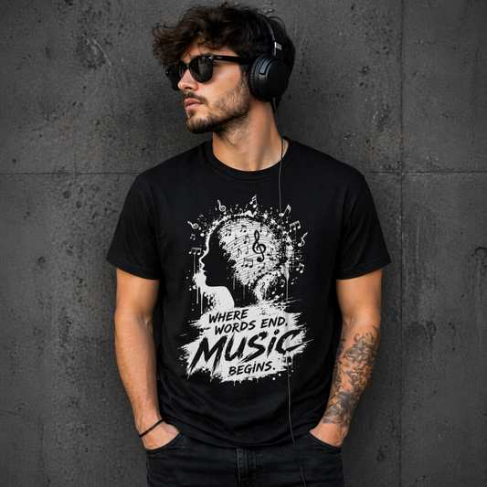 Where Words End Music Graphic T-Shirt