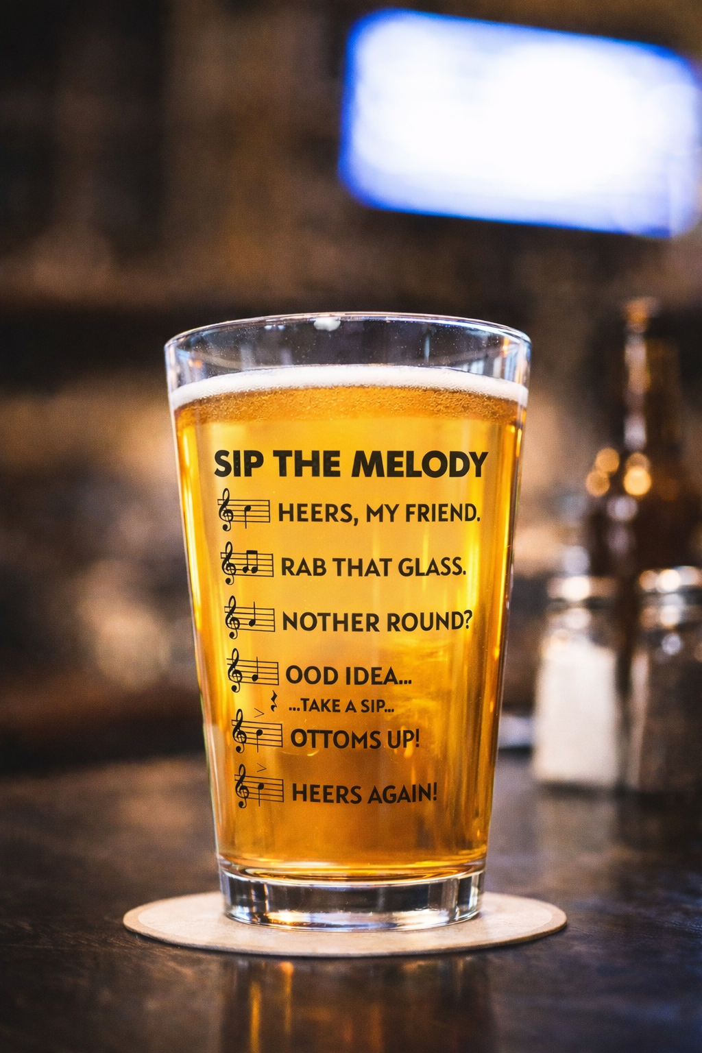 Sip The Melody™ 16oz Pint Glass – Music Lover Beer Glass