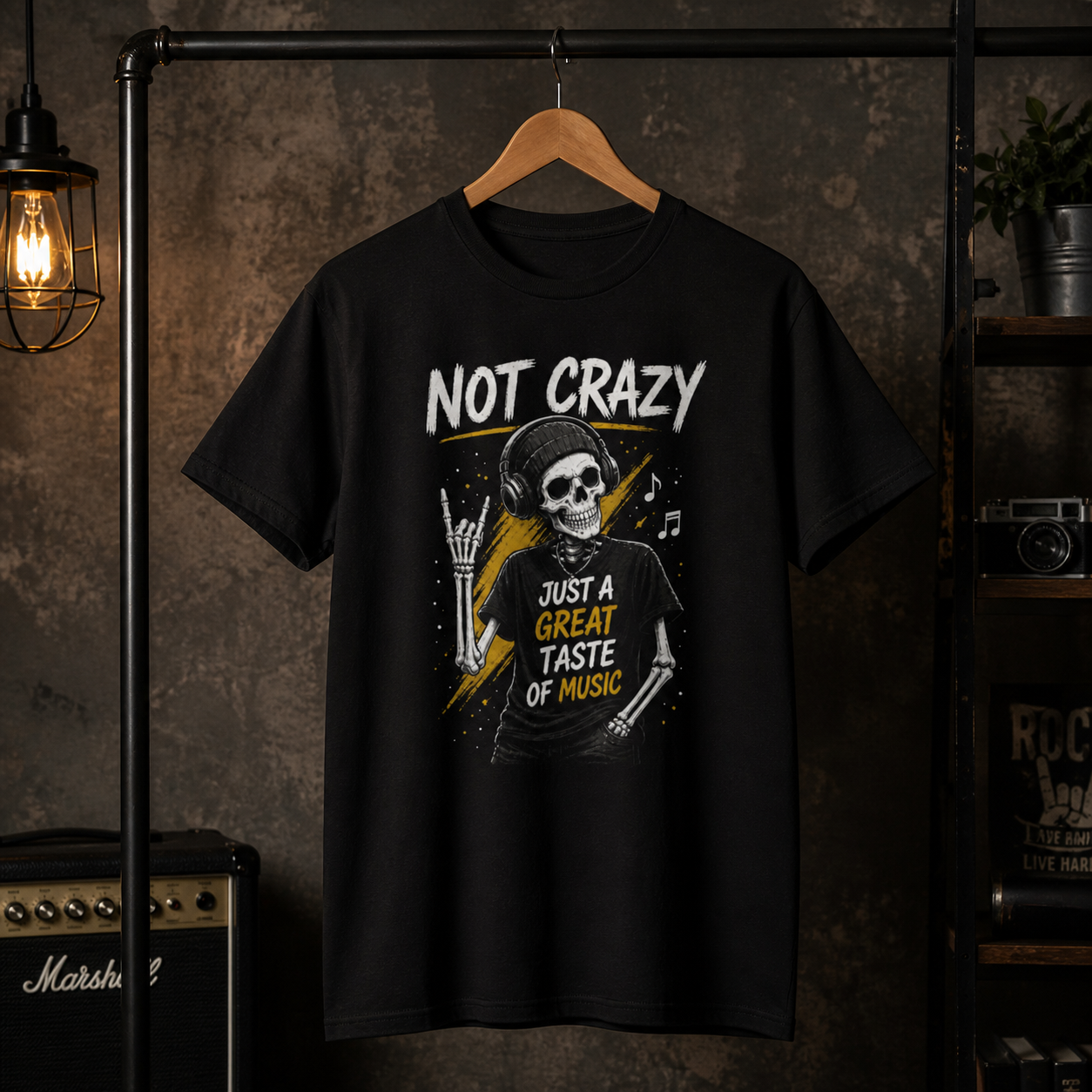 Not Crazy Just a Great Test in Music Skeleton T-Shirt