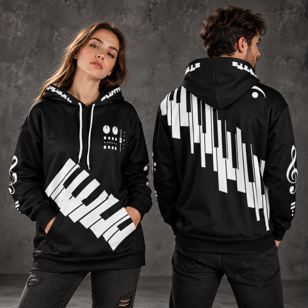 Keyboard Flow Music AOP Hoodie