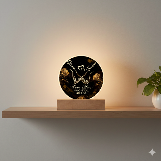 Two Names, One Heart – Personalized Acrylic Circle Plaque with Couple Names