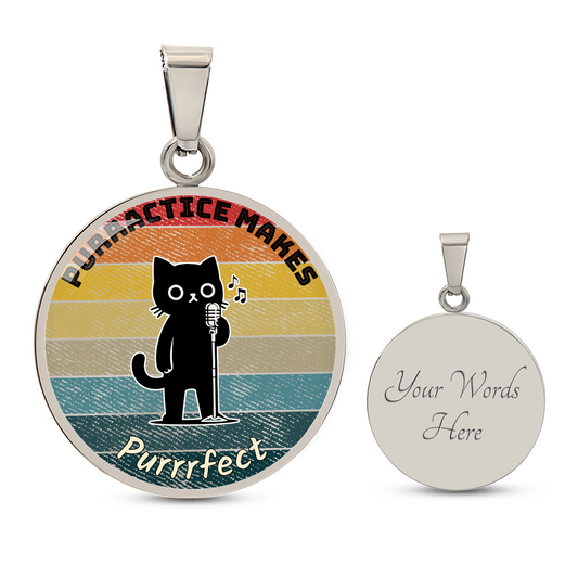 Music Cat Design Necklace – Singer Personalized Back Engraving
