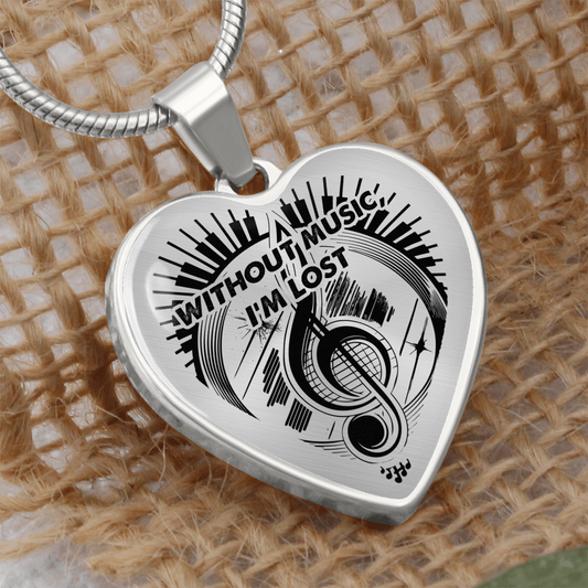 Without Music I'm Lost – Piano Lover Heart Necklace