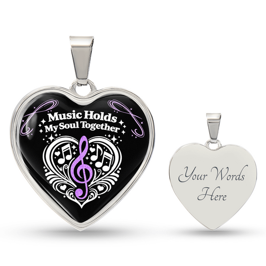 Music Holds My Soul Together Necklace – Personalized Back Engraving
