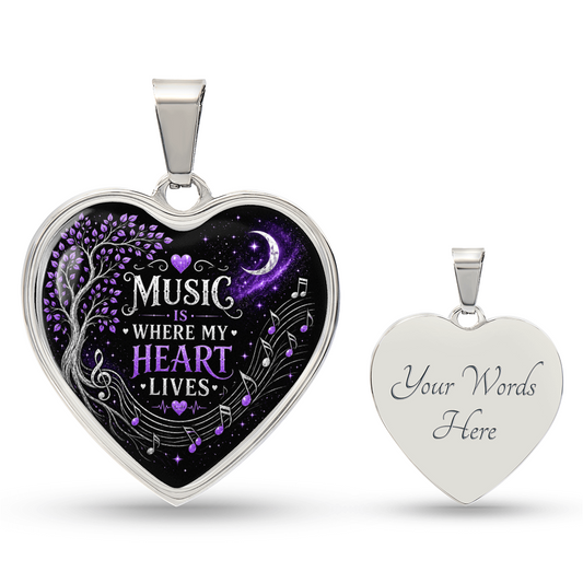 Music Is Where My Heart Lives Necklace