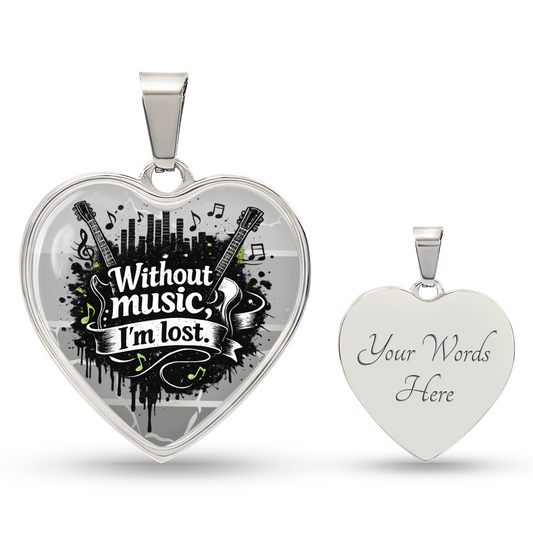 Without Music I’m Lost – Music Lover Heart Necklace
