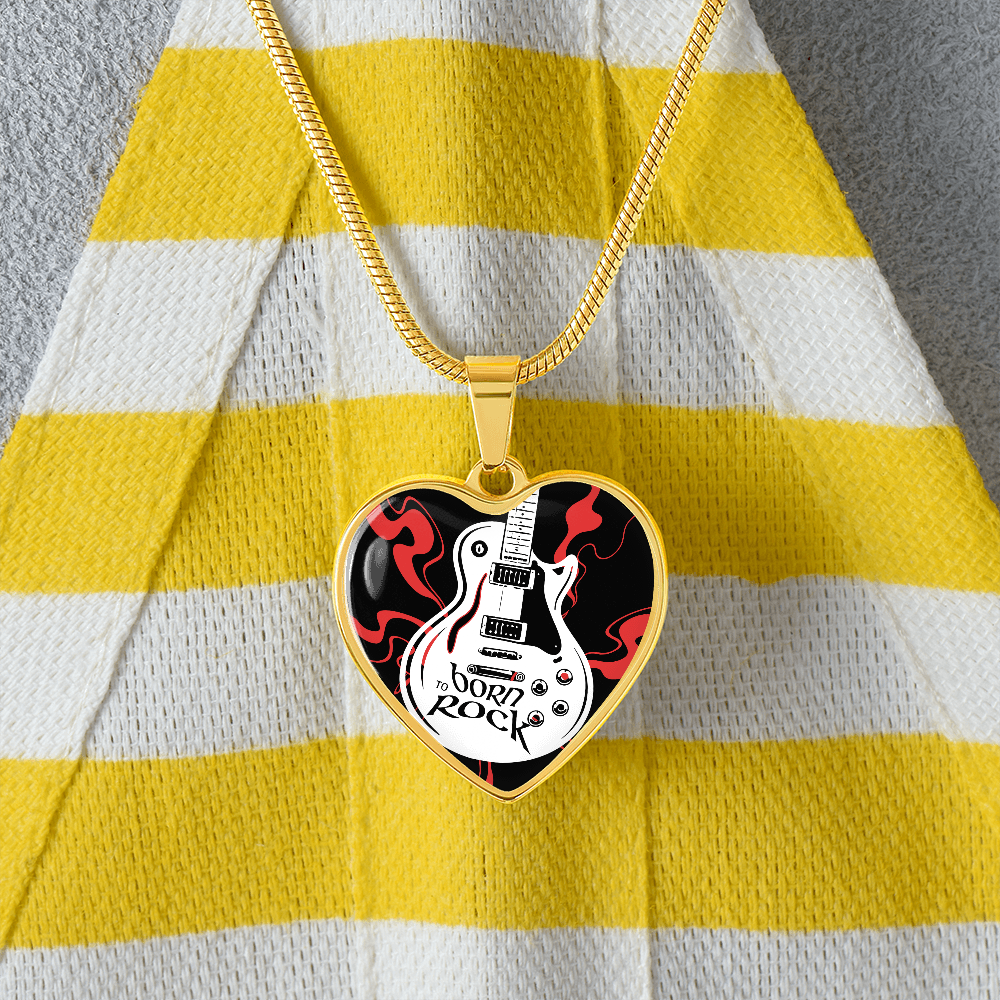Born to Rock Heart Guitar Necklace