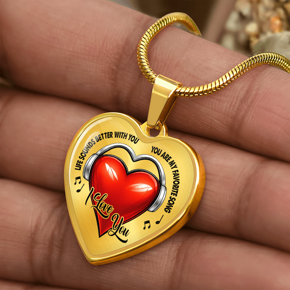 Love Song Heart Necklace – Music Love Message Gift