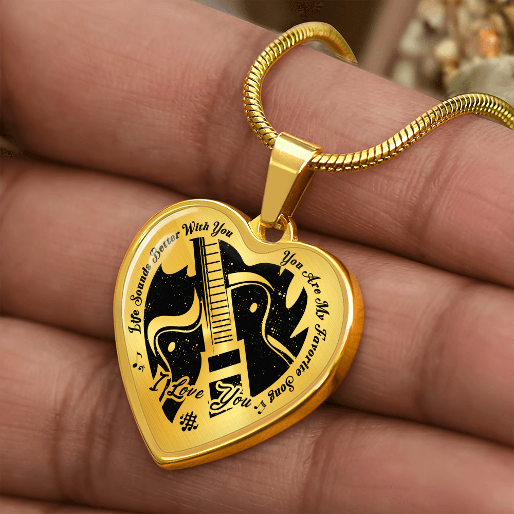 Life Sounds Better With You Personalized Guitar Necklace
