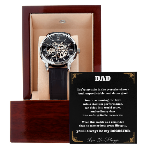 Rockstar Dad Automatic Skeleton Watch