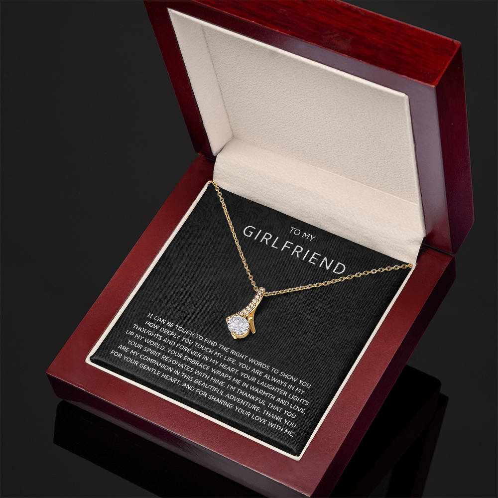 To My Girlfriend Necklace – Romantic Gift with Message Card & Gift Box