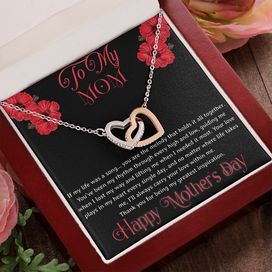 To My Mom – Melody in My Heart Interlocking Hearts Necklace
