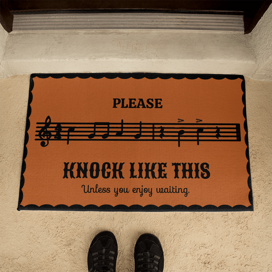 Funny Music Lover Doormat – Please Knock Like This Welcome Mat