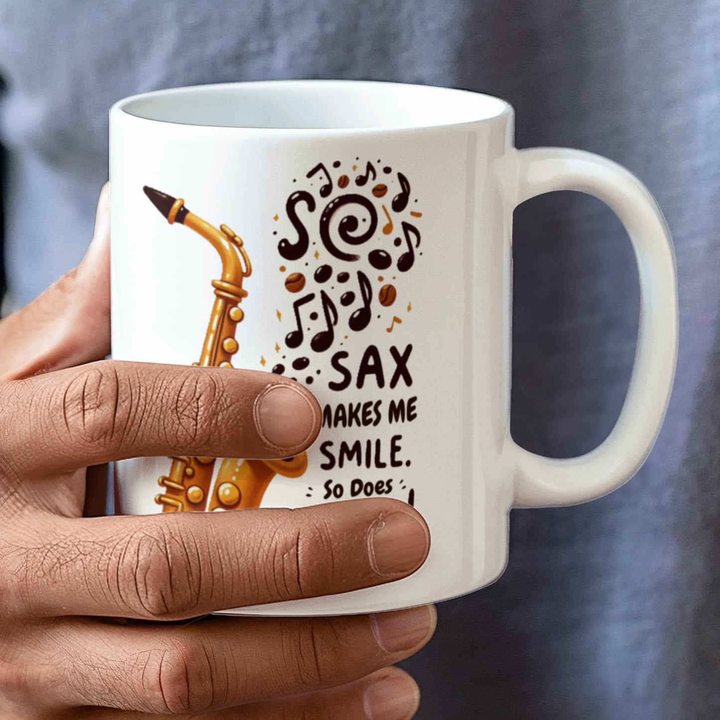 Sax Makes Me Smile Coffee Mug – Funny Saxophone Gift for Musicians & Coffee Lovers