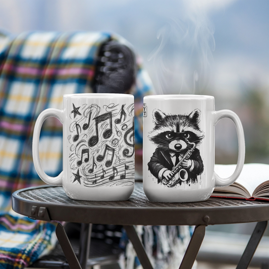 Saxxy Bandit™ Funny Raccoon Mug – Jazz Saxophone Gift for Musicians & Music Lovers