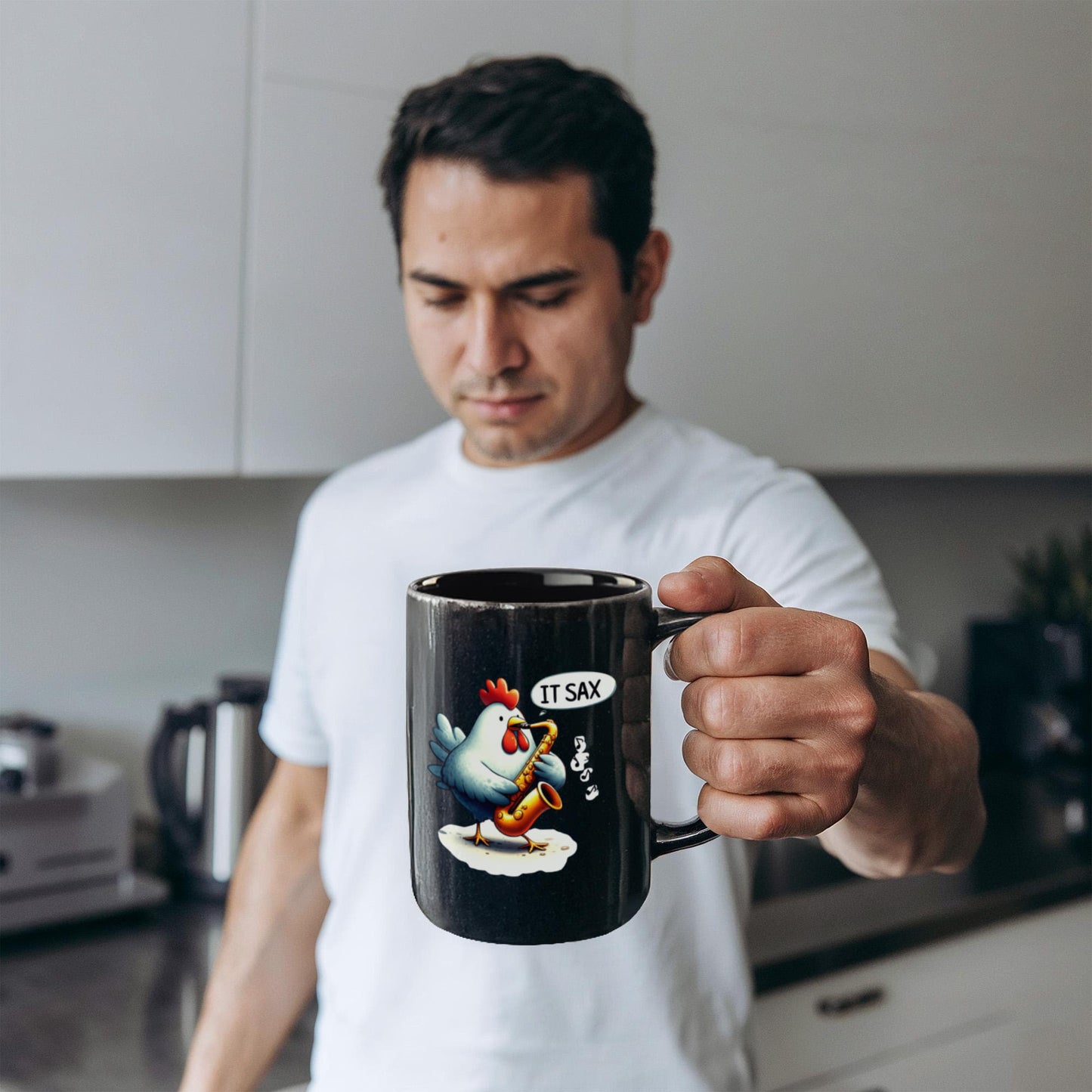 "It SAX!" Funny Chicken Coffee Mug – For Sax Lovers With a Sense of Humor