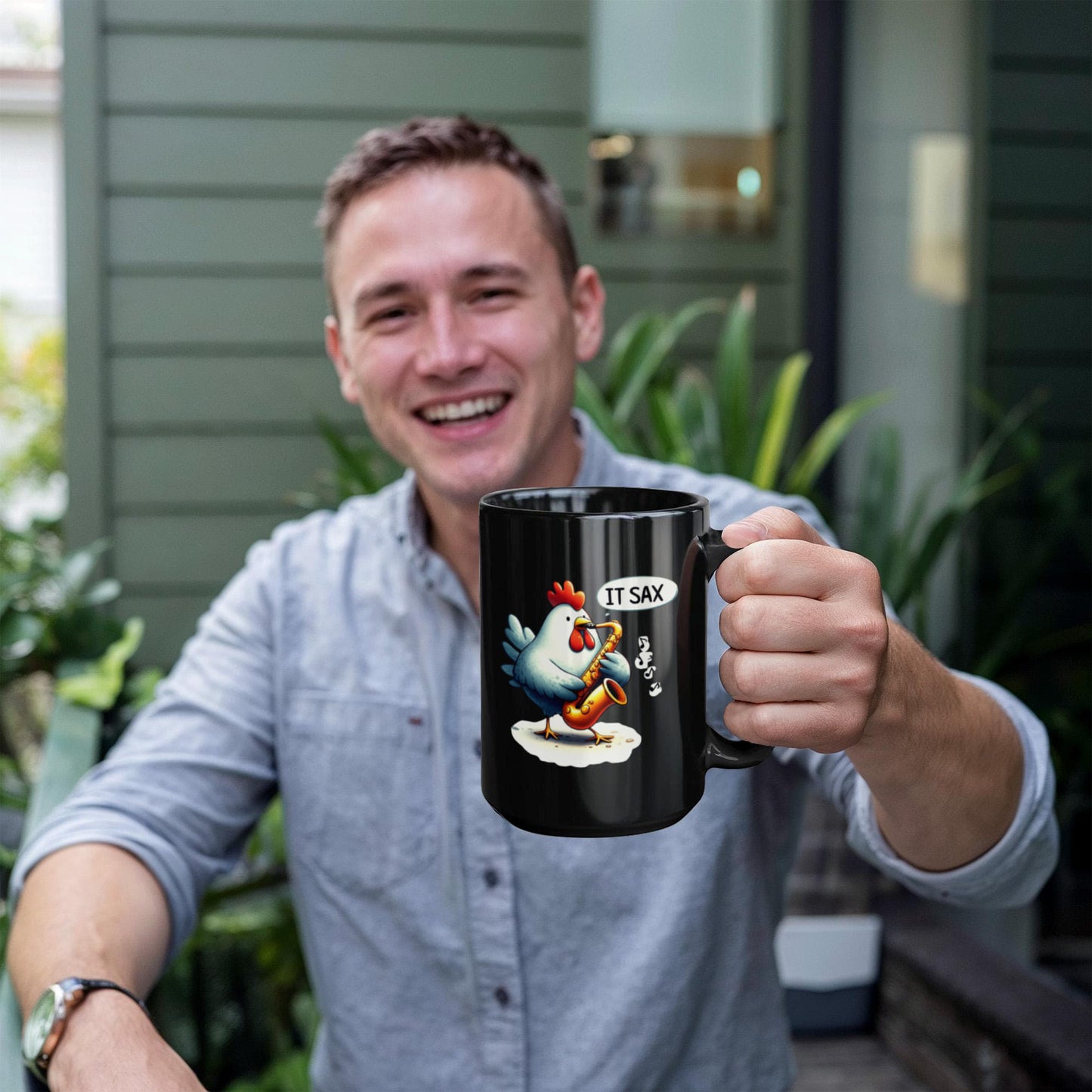 "It SAX!" Funny Chicken Coffee Mug – For Sax Lovers With a Sense of Humor