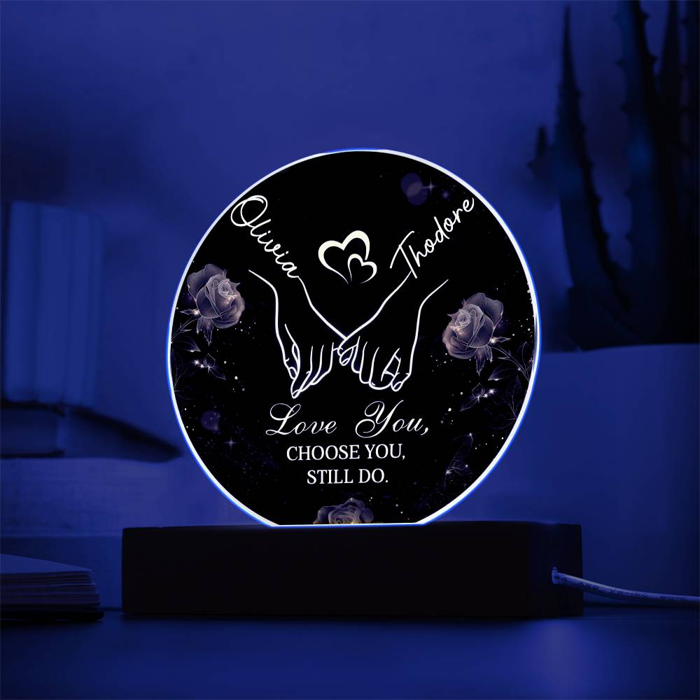 Two Names, One Heart – Personalized Acrylic Circle Plaque with Couple Names