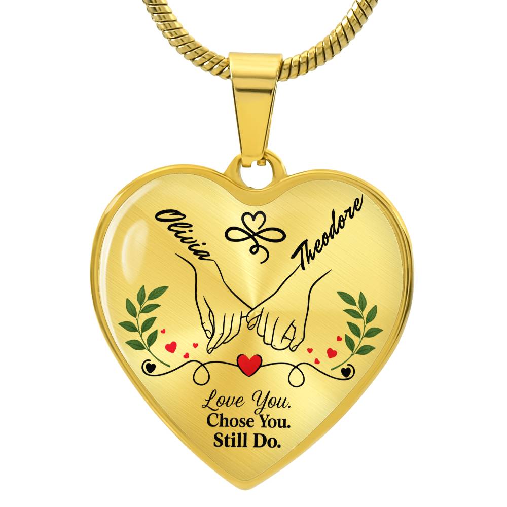 Two Names, One Hear Necklace – Personalized Couple Name Heart Pendant