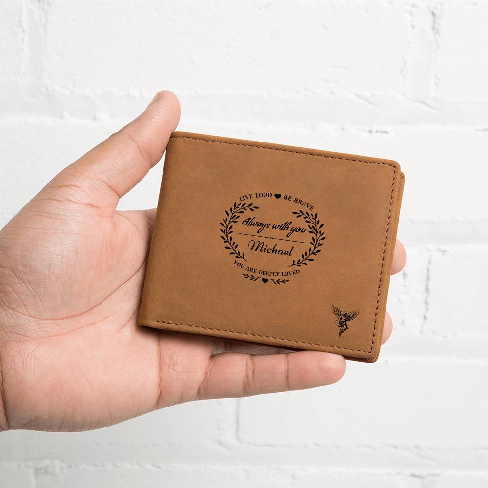 To My Son Wallet – Live Loud, Be Brave Personalized Leather Wallet