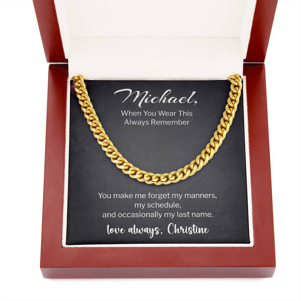 Personalized Message Card – Cuban Chain – Luxury Box – Forget My Manners