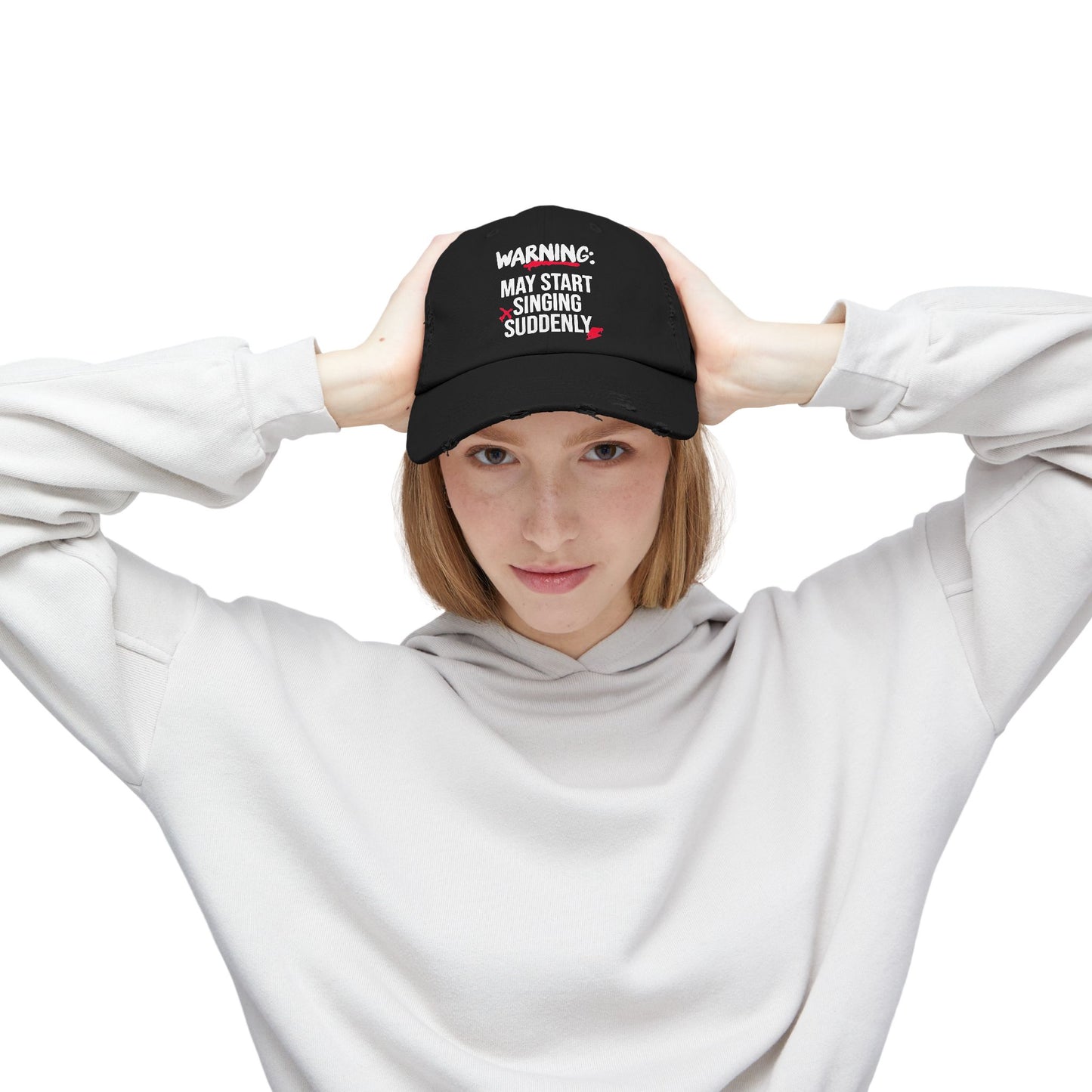 Warning May Start Singing Suddenly Distressed Dad Cap