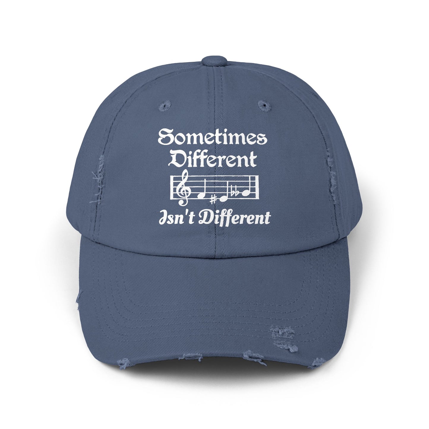 Distressed Music Cap — "Sometimes Different, Ain't Different"