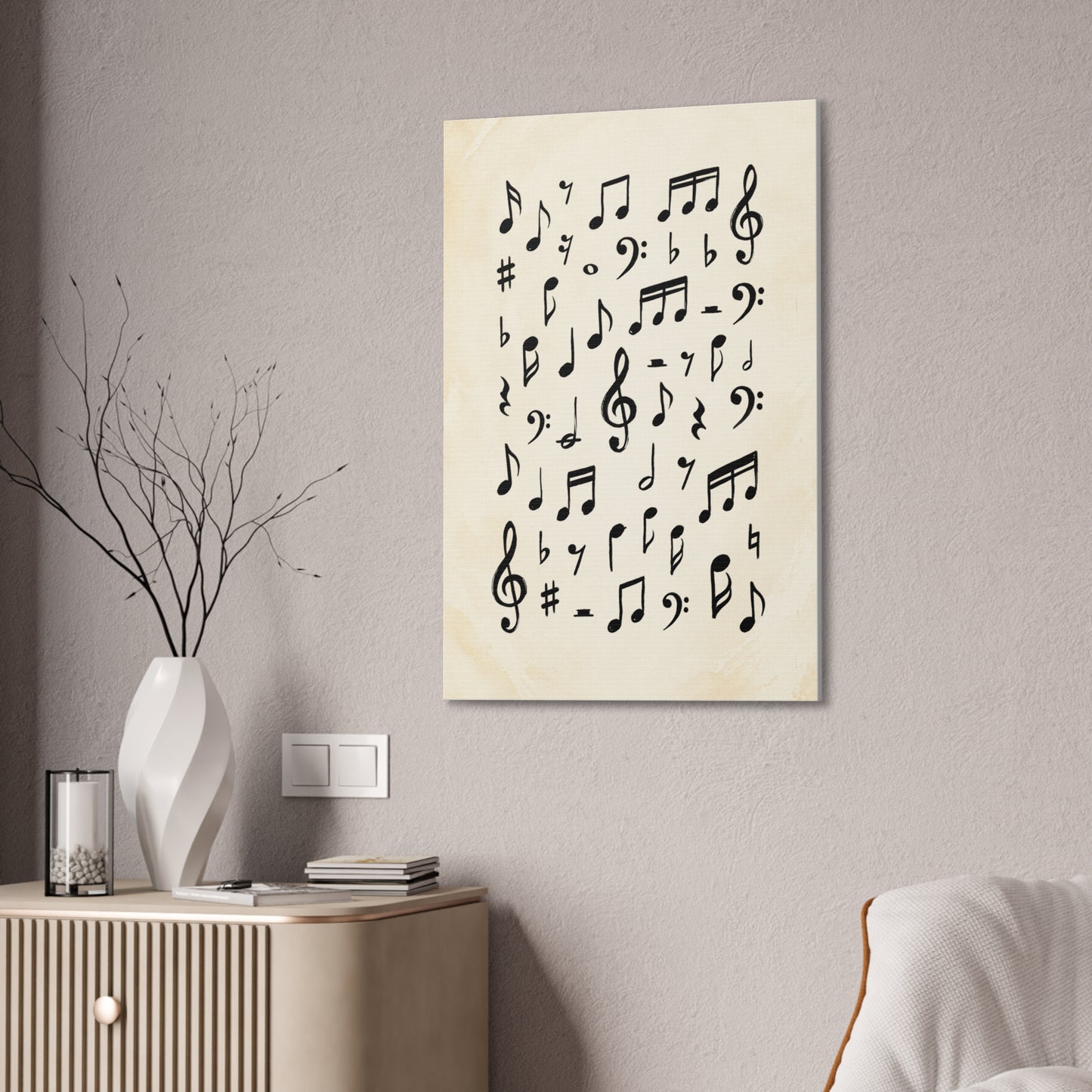 Music Notes Canvas Print — Vintage Sheet Music Wall Art (Stretched 0.75")