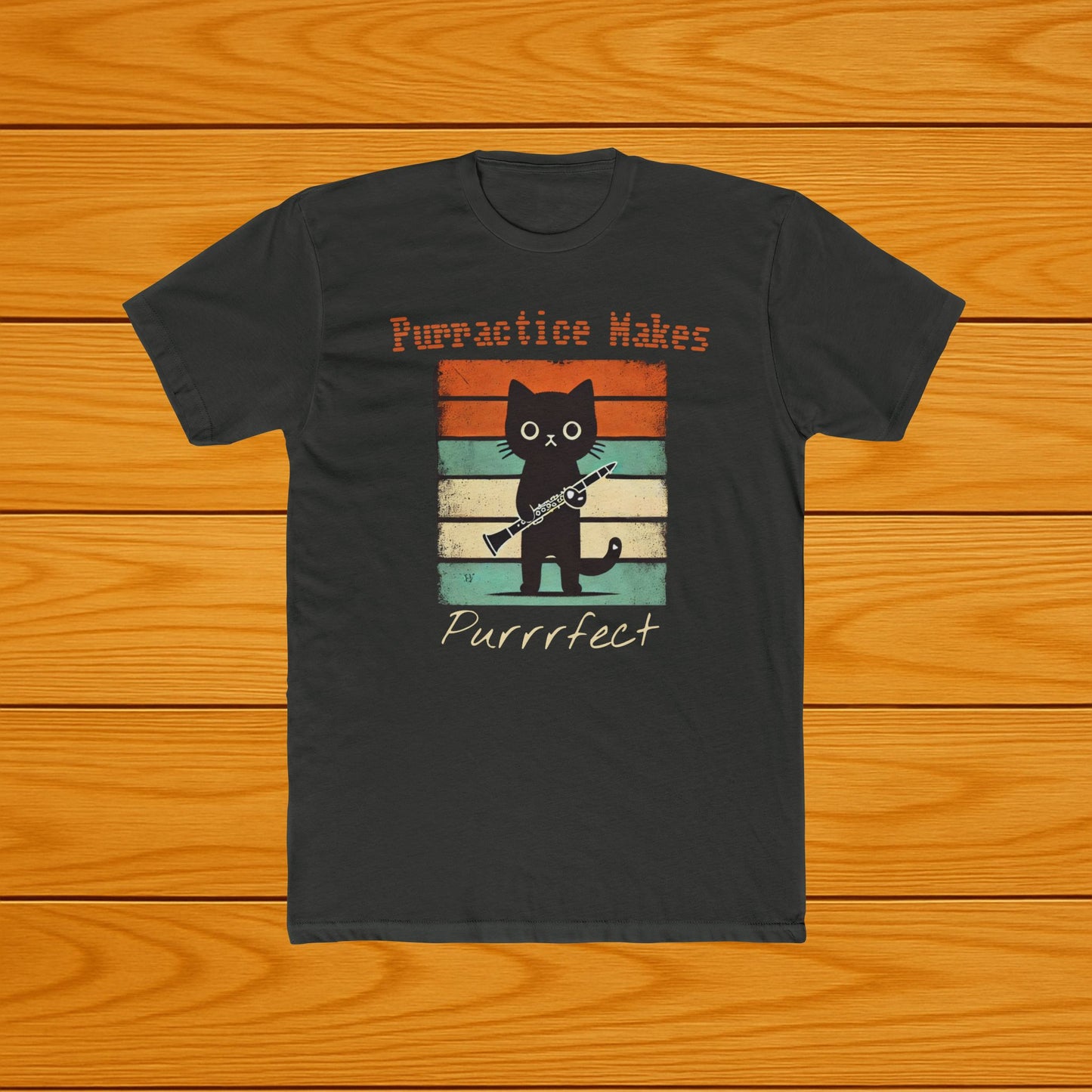 Purractice Makes Purrrfect – Funny Clarinet Cat T-Shirt
