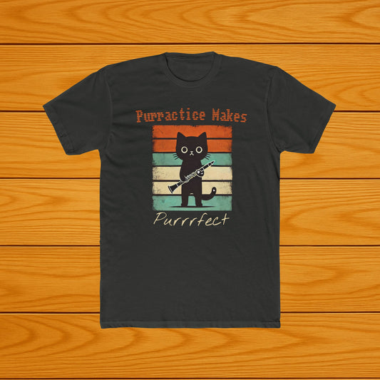 Purractice Makes Purrrfect – Funny Clarinet Cat T-Shirt