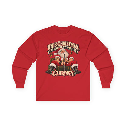 Play With My Clarinet | Santa Christmas Long Sleeve Tee