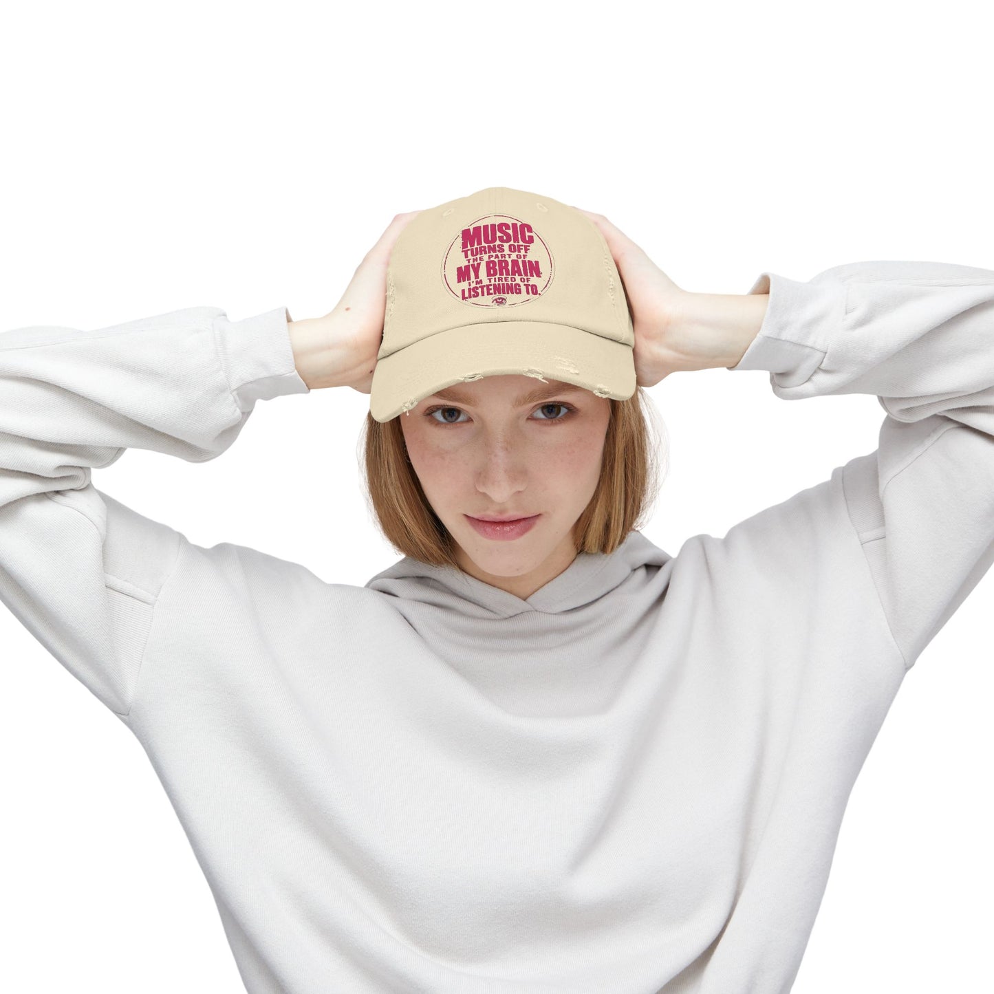Music Turns Off My Brain Distressed Dad Cap