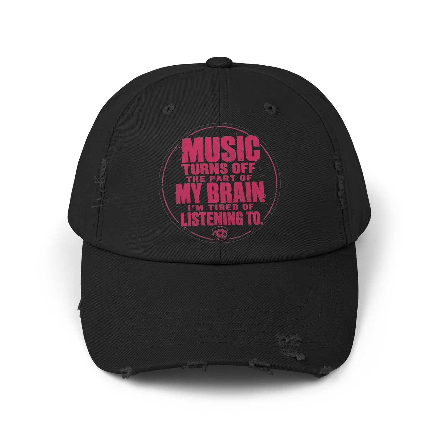 Music Turns Off My Brain Distressed Dad Cap