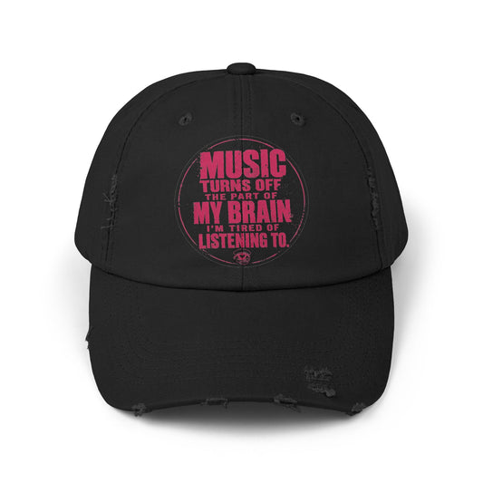Music Turns Off My Brain Distressed Dad Cap