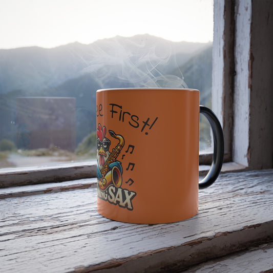 Funny Saxophone Coffee Mug - Color Changing Gift for Music Lovers, Jazz Fans, Band Teachers