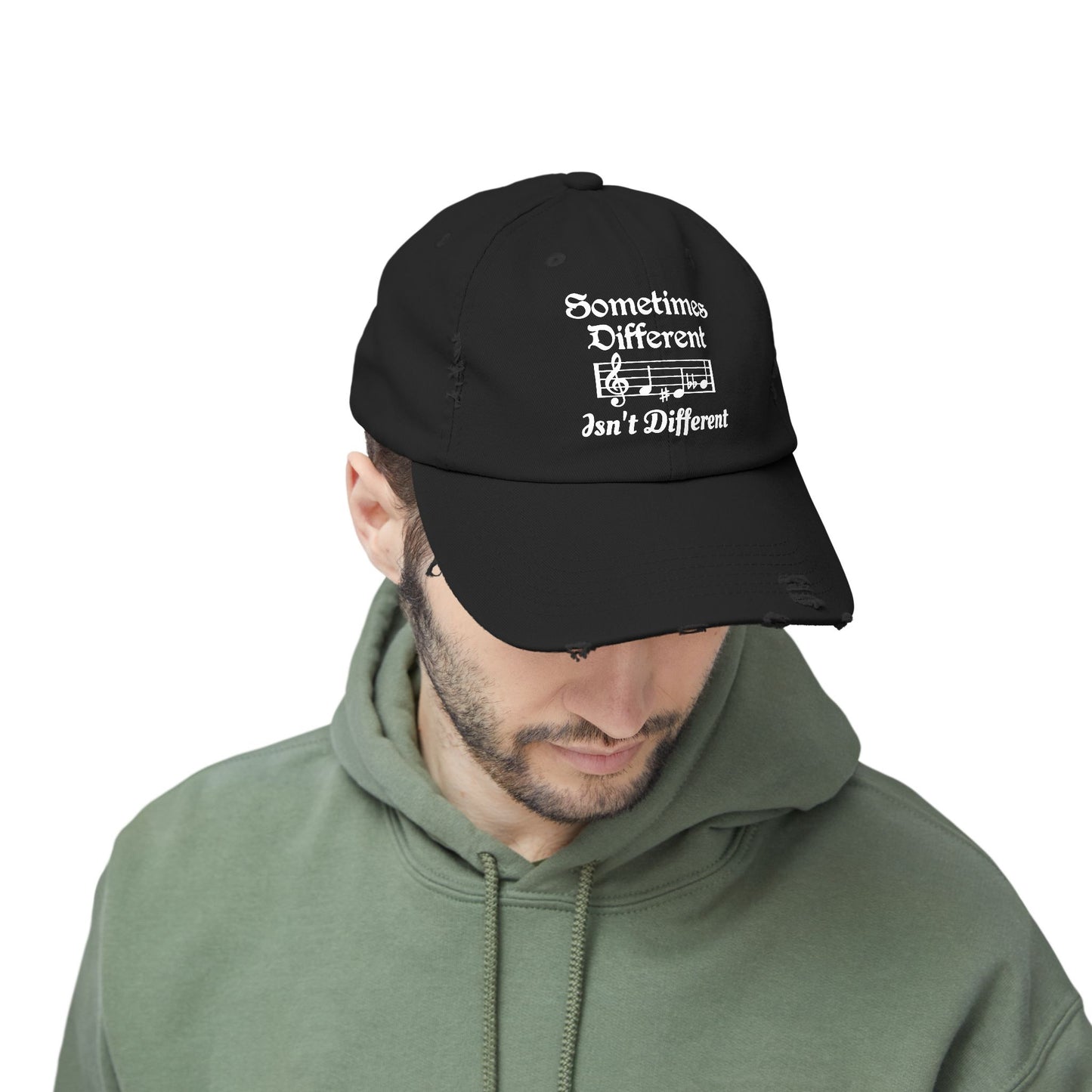 Distressed Music Cap — "Sometimes Different, Ain't Different"