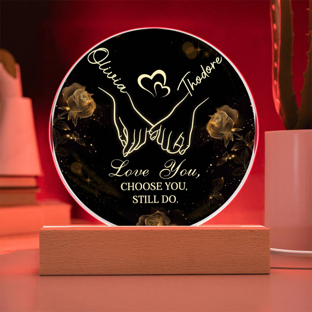 Two Names, One Heart – Personalized Acrylic Circle Plaque with Couple Names