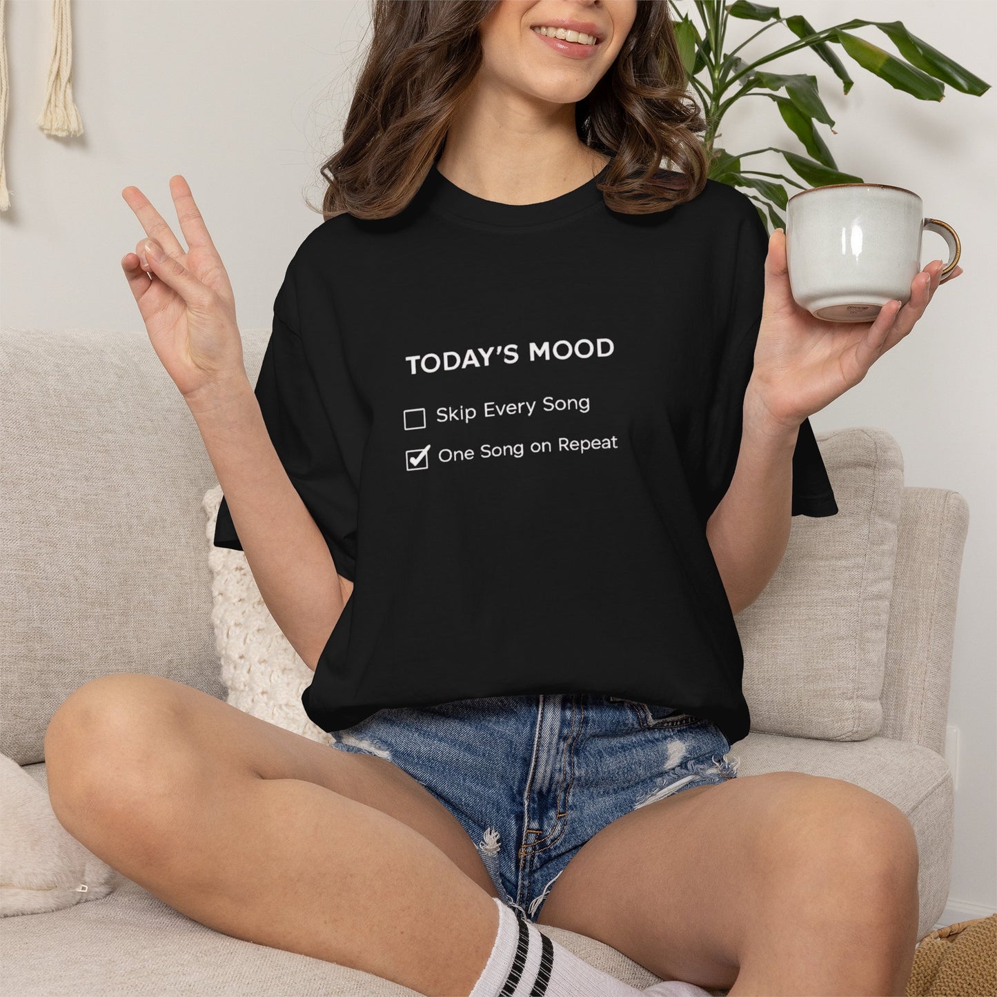 Today’s Mood One Song on Repeat Two-Sided T-Shirt