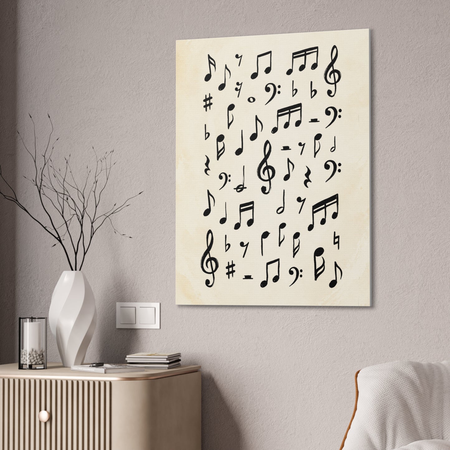 Music Notes Canvas Print — Vintage Sheet Music Wall Art (Stretched 0.75")