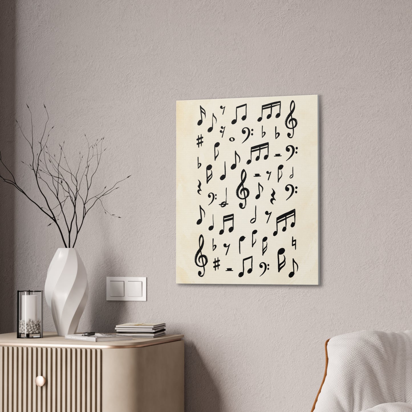 Music Notes Canvas Print — Vintage Sheet Music Wall Art (Stretched 0.75")